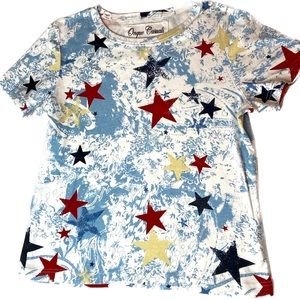 Patriotic, red white and blue star graphic T-shirt 100% cotton